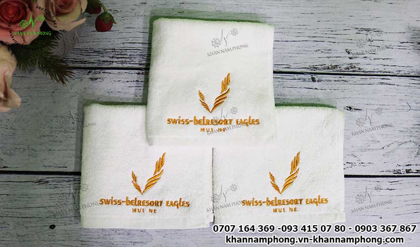 Mẫu khăn lau tay Swiss - Belresort Eagles (Trắng - Cotton)