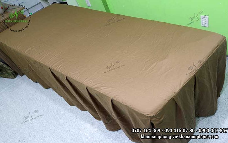Ga giường Spa chất liệu Cotton màu nâu