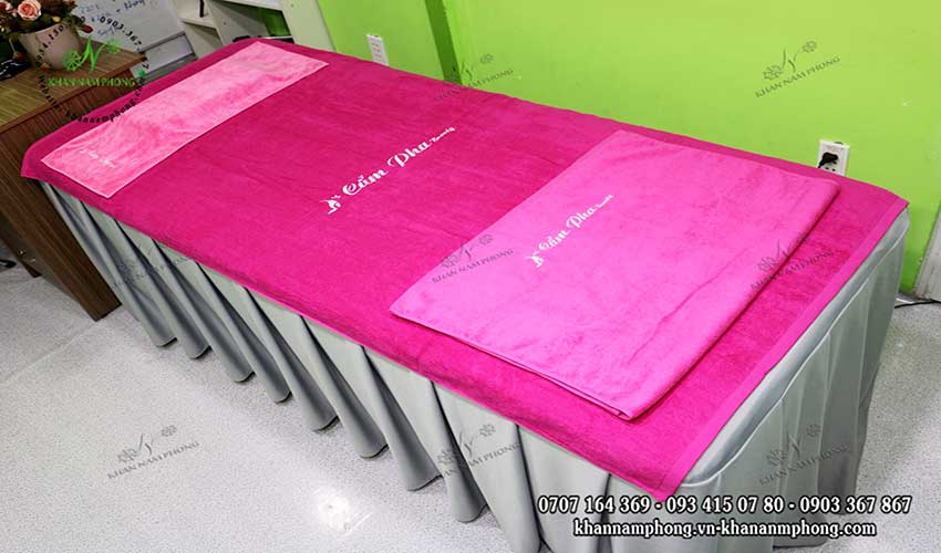 Mẫu khăn trải giường Cẩm Pha Spa (Hồng - Microfiber)