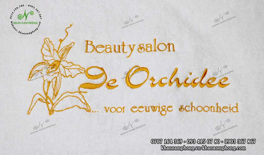 Mẫu khăn body De Orchide Beauty Salon (Trắng & amp - Cotton)
