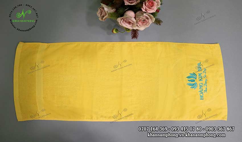 Mẫu khăn body Hoàng Kim Spa (Trắng & amp; Vàng - Cotton)
