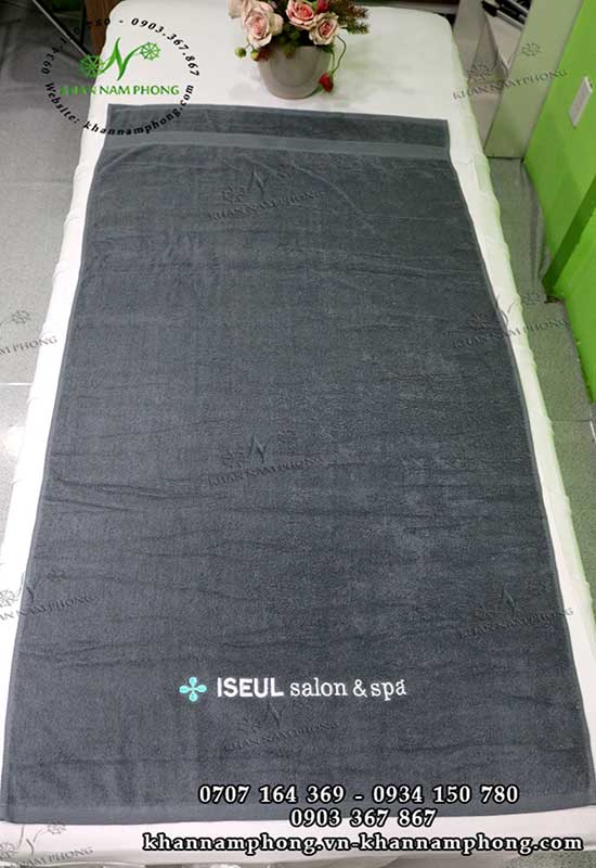 Mẫu khăn body ISEUL Salon, Spa (Xám - Cotton)