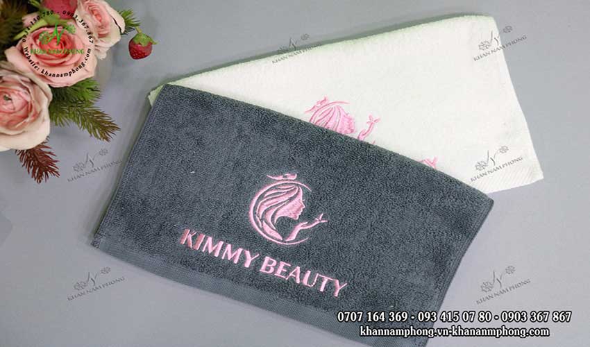 Mẫu khăn quấn tóc Kimmy Beauty (Xám & amp; Trắng - Cotton)