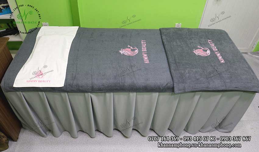 khăn Spa, Nails 100% Cotton Thêu Logo Kimmy Beauty 34x80cm (Dày dặn) 