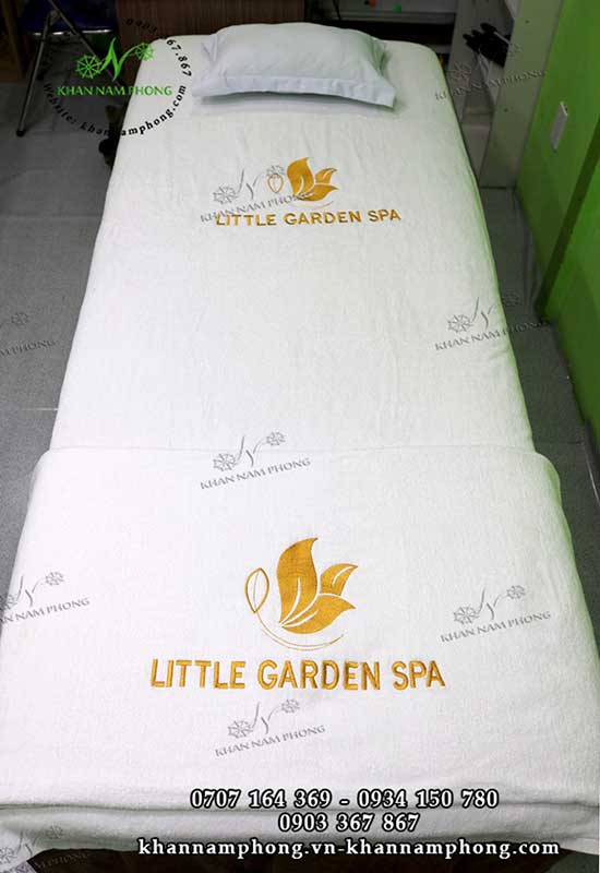 Mẫu khăn trải giường Little Garden Spa ( Trắng - Cotton)
