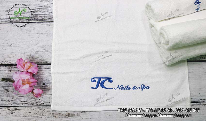Mẫu khăn mặt TC Nails &amp; Spa (Trắng - Cotton)