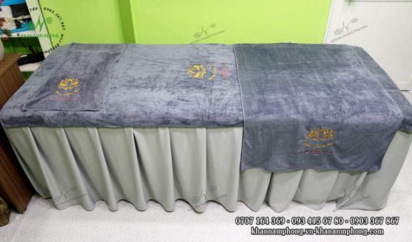 Khăn của Thiên Đường Spa chất liệu microfiber mày xám