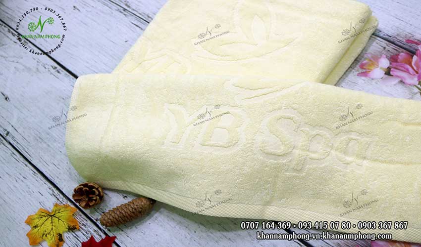 Mẫu khăn quấn tóc YB Spa (Vàng Nhạt - Cotton)