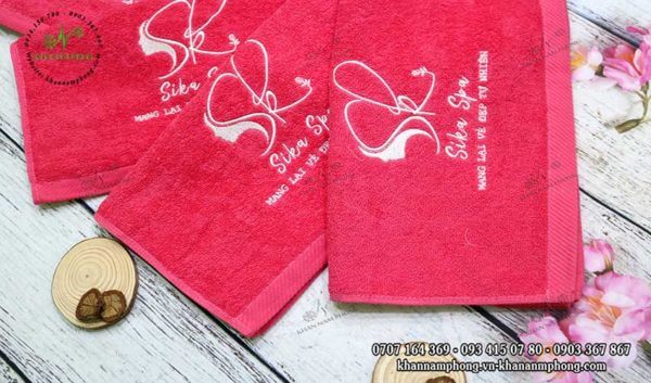 khăn quấn tóc của Sika Spa màu hồng chất liệu cotton