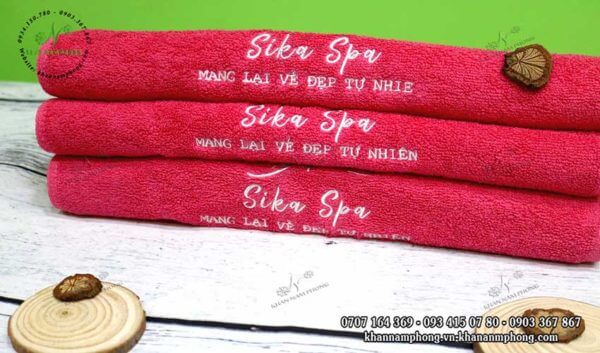 khăn quấn tóc của Sika Spa màu hồng chất liệu cotton