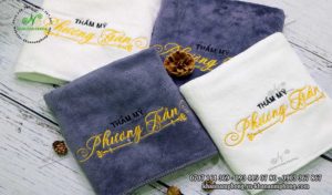 Khăn Spa Micofiber trắng & xám
