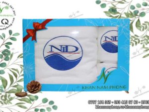 Khăn quà tặng của NiD màu trắng chất liệu Cotton