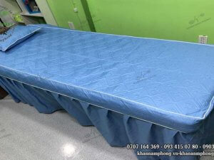 Ga trải giường spa trần bông màu xanh dương chất liệu cotton