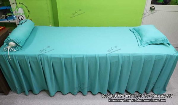 Ga trải giường spa màu xanh mint, chất liệu thun
