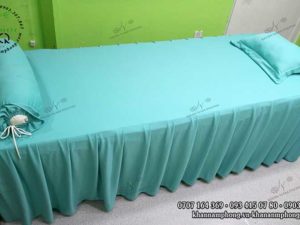 Ga trải giường spa màu xanh mint, chất liệu thun