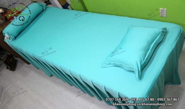 Ga trải giường spa màu xanh mint, chất liệu thun