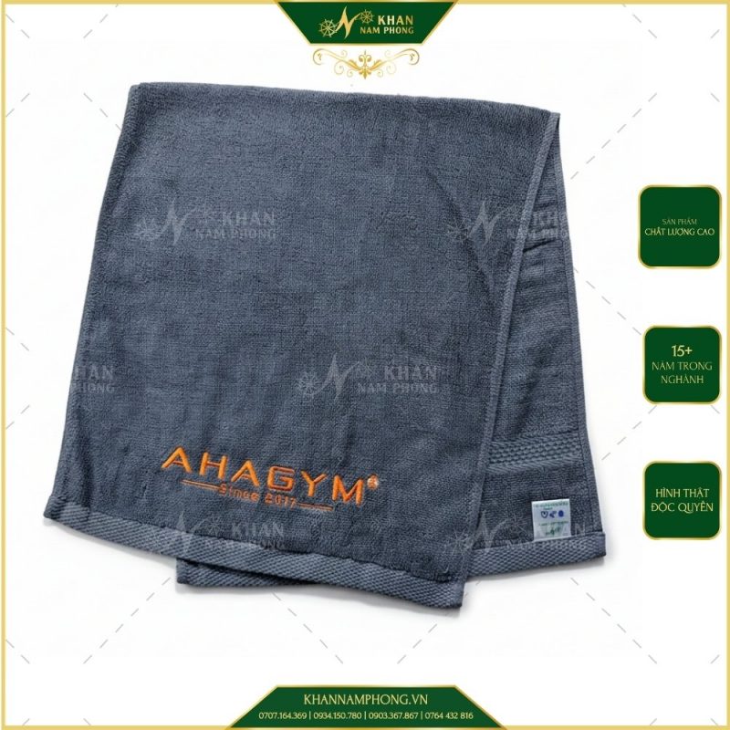 Khăn Tập Gym Thêu Logo 34*80 Màu Xám Cotton