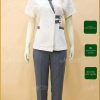 Váy Đồng Phục Clinic Màu Trắng Gạo Chất Liệu Cotton Nhật Thêu Logo Dr Cao Yến Clinic