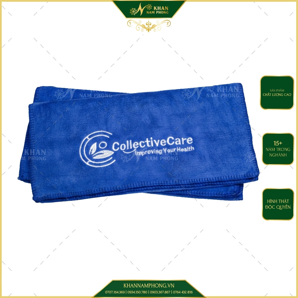 Khăn Thể Thao Tập Gym Màu Xanh Dương Microfiber 35x75cm Thêu Logo Collective Care Khăn Thể Thao Tập Gym Màu Xanh Dương Microfiber 35x75cm Thêu Logo Collective Care
