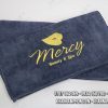 Khăn Spa Màu Xám Microfiber Thêu Logo MERCY Beauty & Spa