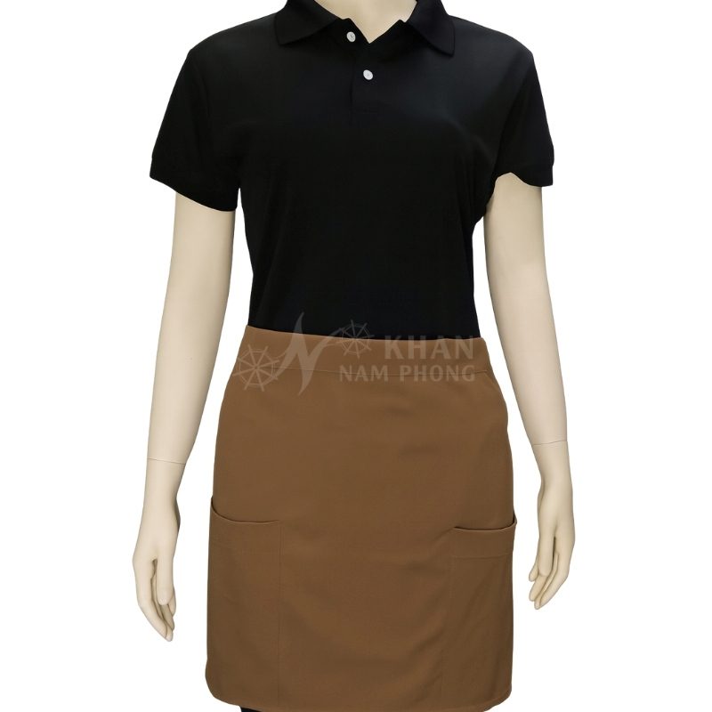 Tạp Dề Ngang Eo Màu Nâu Quán Cafe Cotton Lạnh 2 Túi Freesize – Khăn Nam Phong