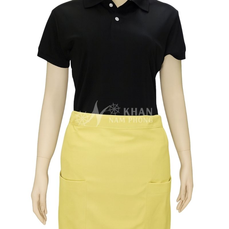 Tạp Dề Ngang Hông Quán Cà Phê Màu Vàng Chanh Cotton Lạnh 2 Túi Freesize – Khăn Nam Phong