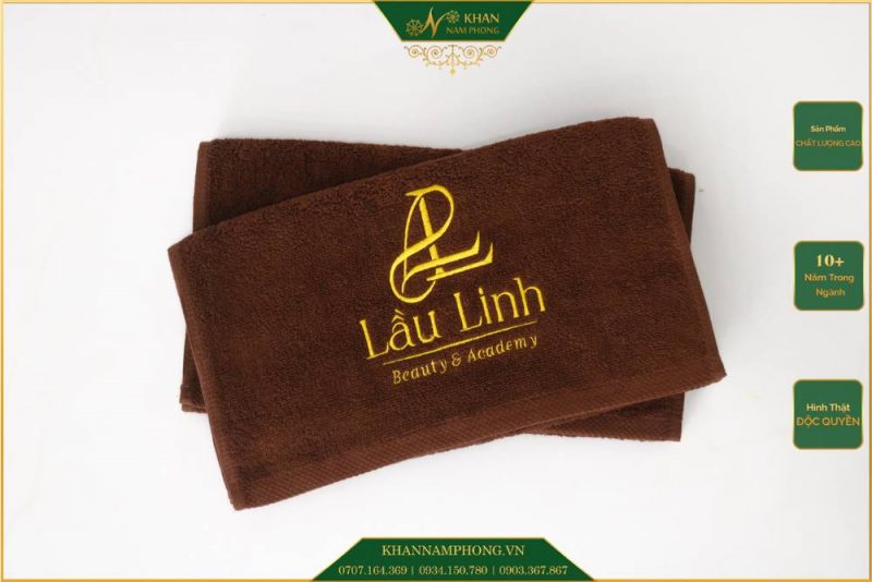 Khăn Tắm Cotton Thêu Logo Màu Nâu Socola
