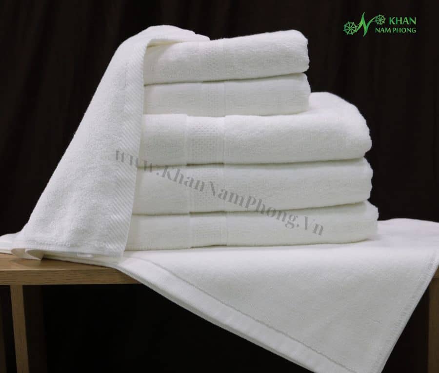 ComBo Khăn Tắm Cotton Màu Trắng Dùng Cho Khách Sạn, Villa, Resort Cao Cấp - Hình Thật 100%