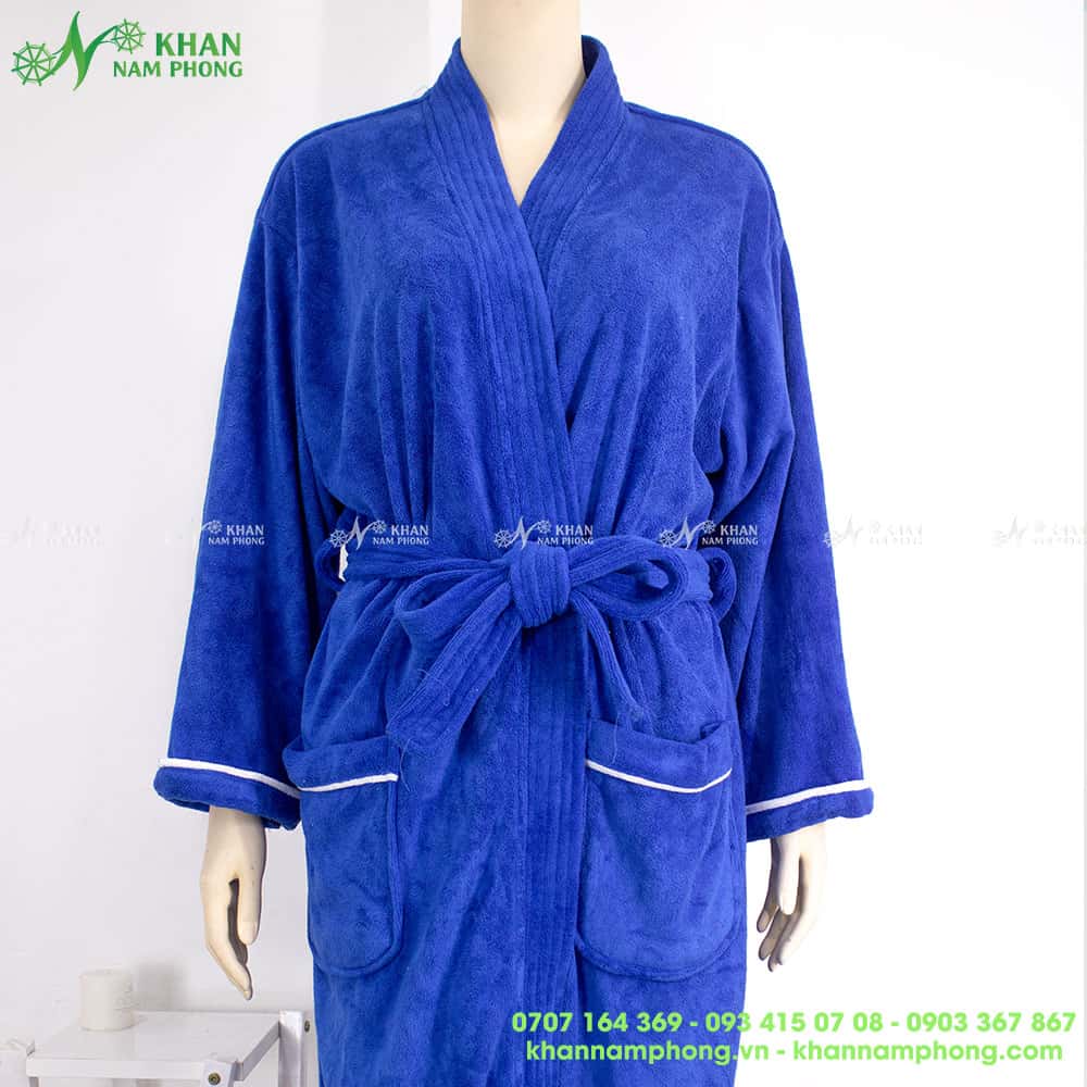 Áo Choàng Tắm Bông Cotton Màu Xanh Dương Chuyên Dùng Cho Khách Sạn, Spa, TMV Cao Cấp
