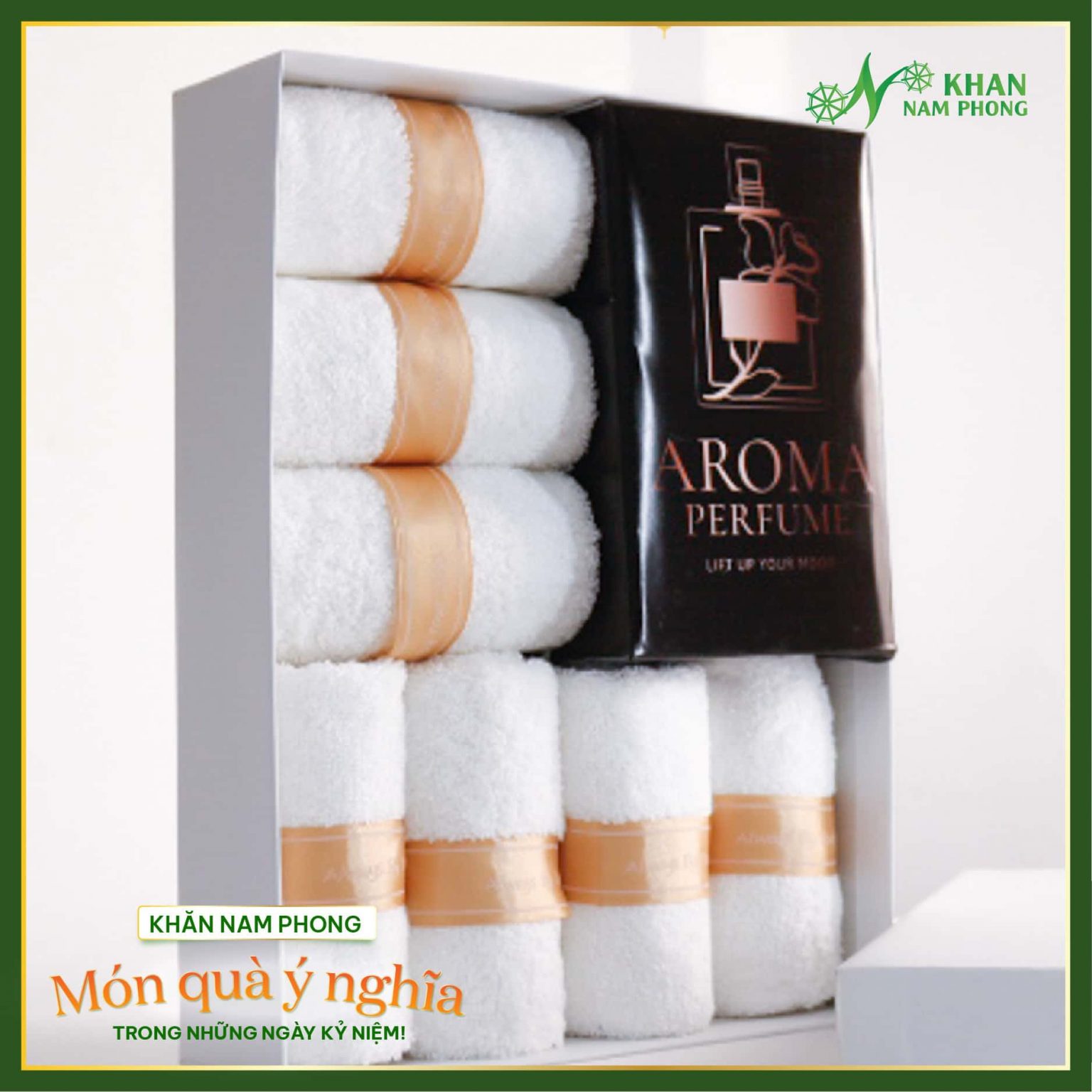 Set Khăn Mặt Cotton Nhỏ + Nước Hoa Làm Quà Tặng Cực Xinh Xèo