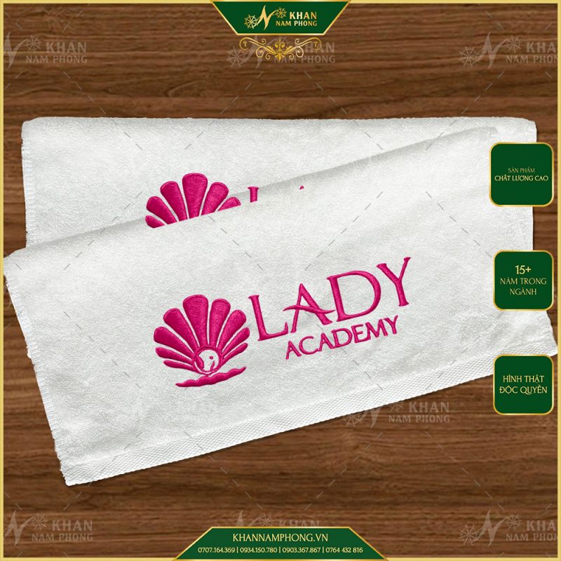 Khăn Spa, Làm Nails Cotton Cao Cấp Màu Trắng Thêu Logo Lady's House - KT 40x80cm