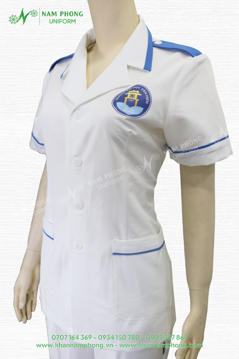 Áo blouse đồng phục sinh viên trường Đại Học Văn Hiến in logo