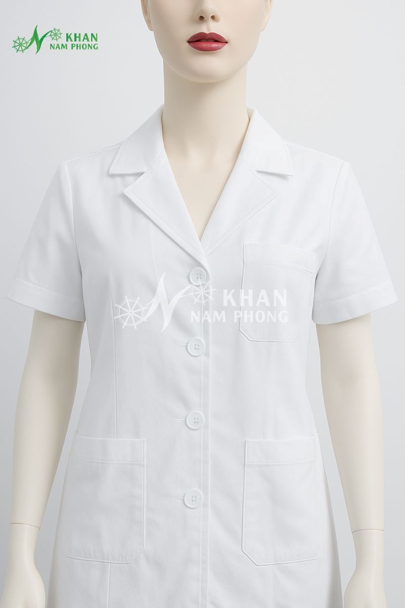 Áo blouse ngành y cổ ve chữ K
