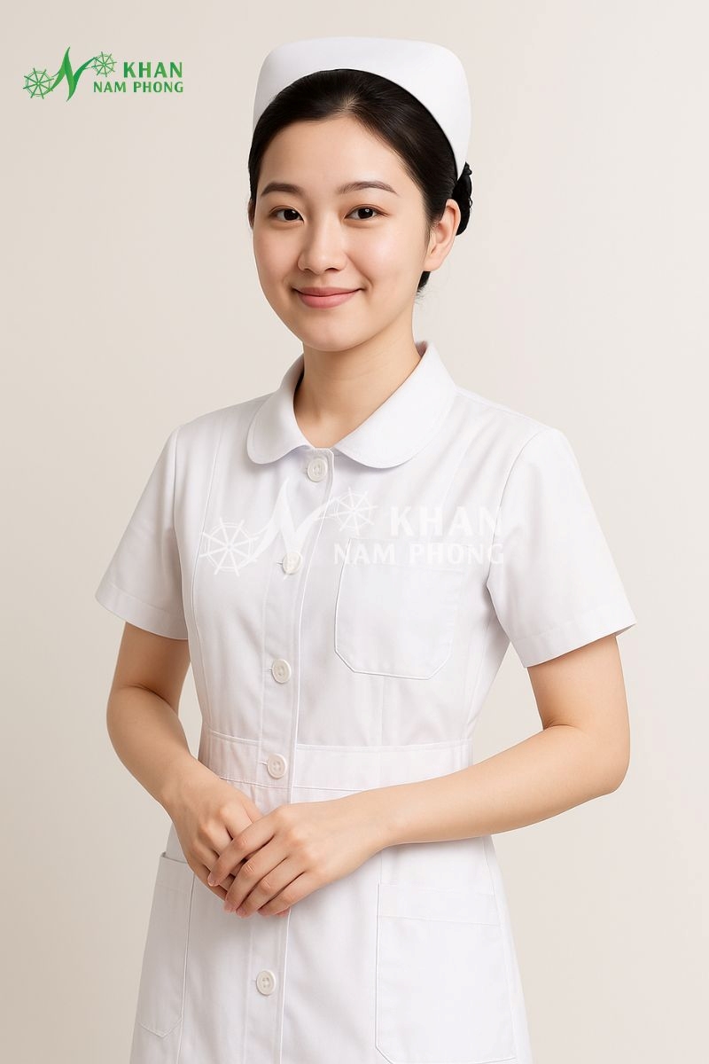 Đồng phục ngành y kèm mũ màu trắng TP.HCM