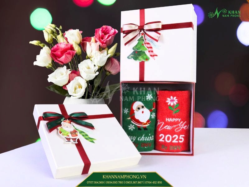 Bộ khăn tắm khăn mặt làm quà tặng thầy cô cuối năm cao cấp