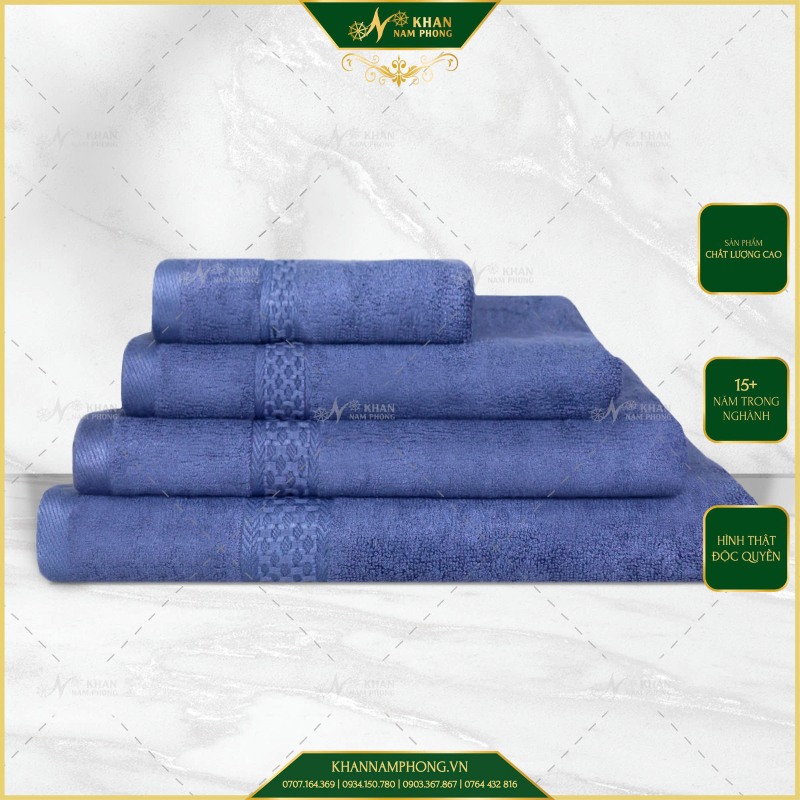 Combo khăn sợi tre màu xanh navy làm quà tặng ngày Thầy Thuốc Việt Nam