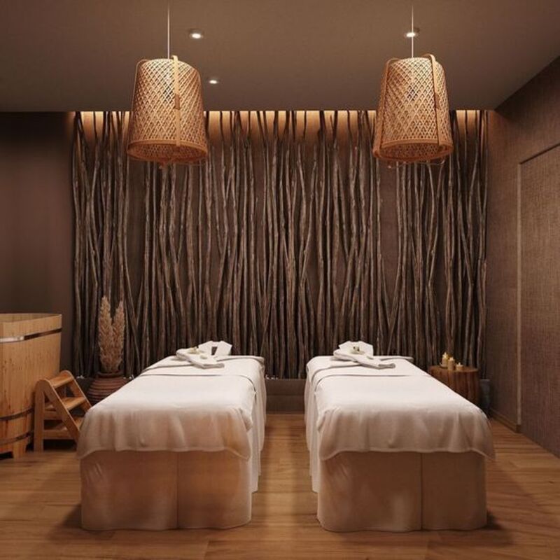 Nội thất spa gỗ mộc mạc