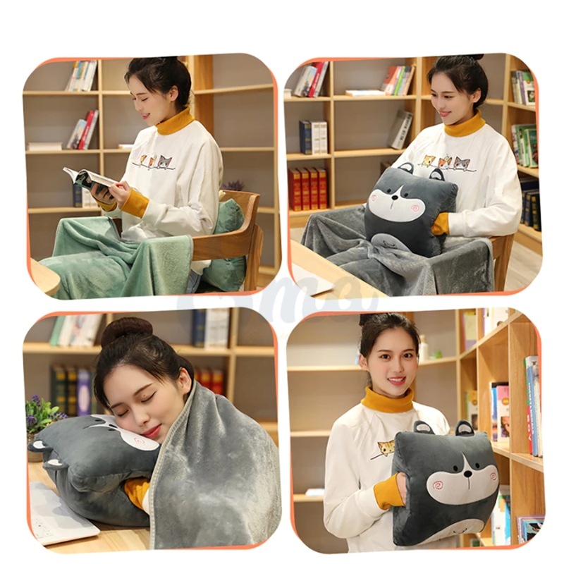 Gối tựa văn phòng và chăn gấp gọn làm quà 20/10 cho công nhân, nhân viên