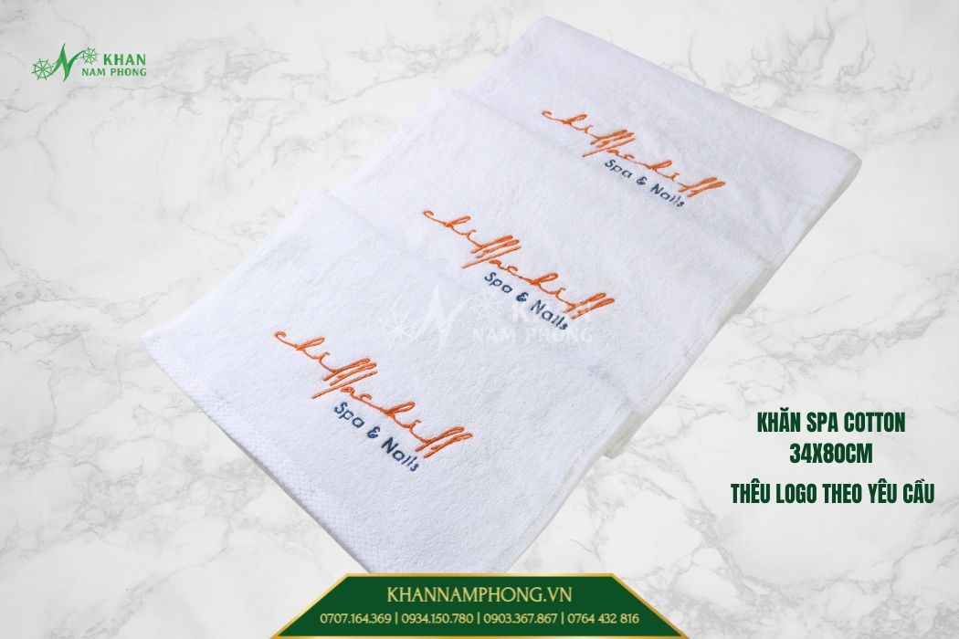Khăn cotton dành cho spa thêu logo theo yêu cầu