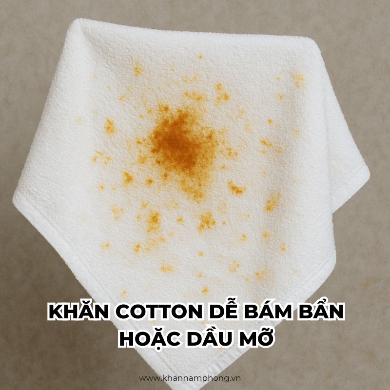 Khăn cotton dễ bám bẩn và dầu mỡ