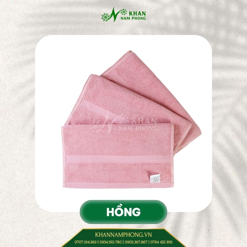 Khăn cotton gia đình màu hồng 34x80cm