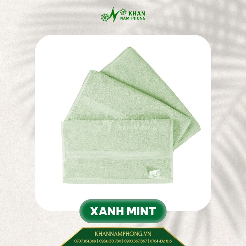 Khăn cotton gia đình màu xanh mint 34x80cm