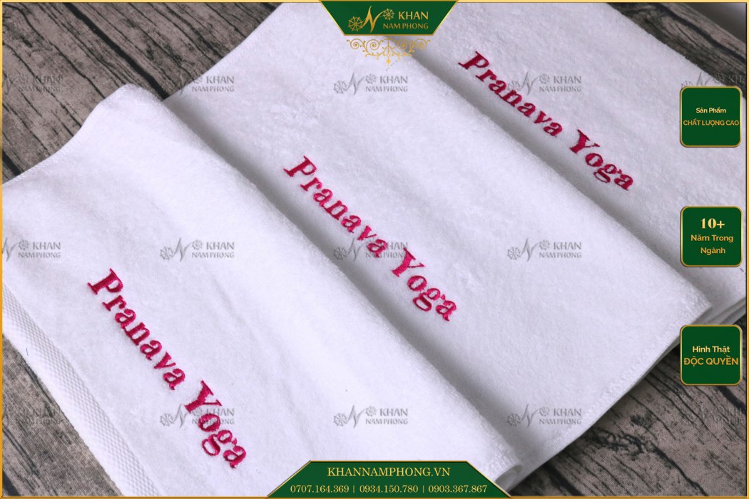 Khăn cotton tập yoga thêu logo theo yêu cầu