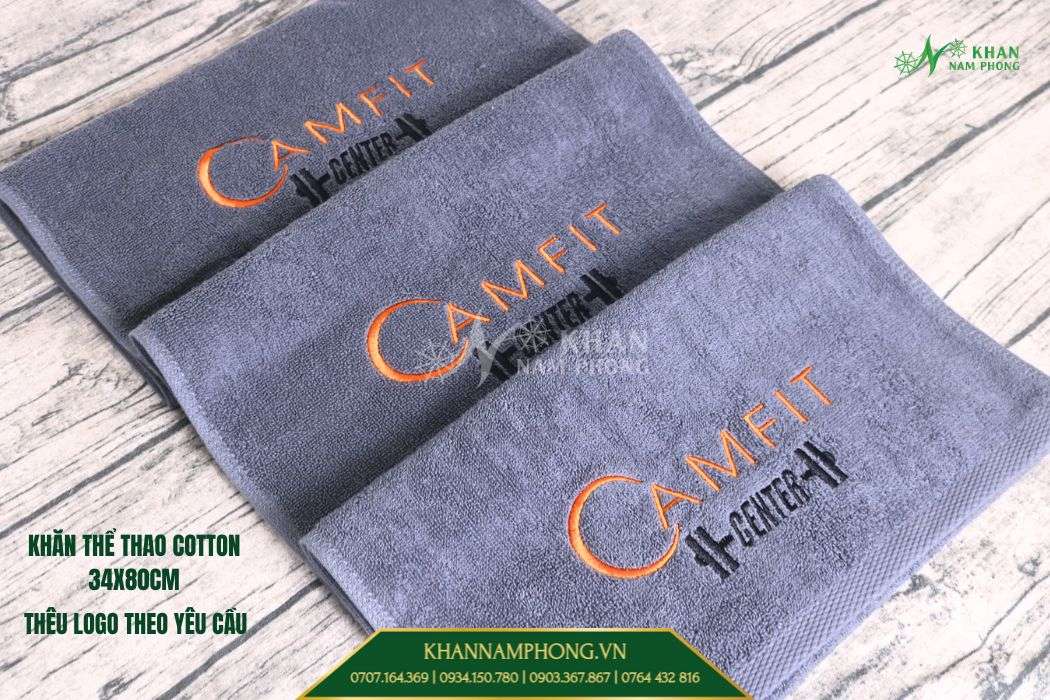 Khăn cotton thể thao thêu logo theo yêu cầu tại TP.HCM