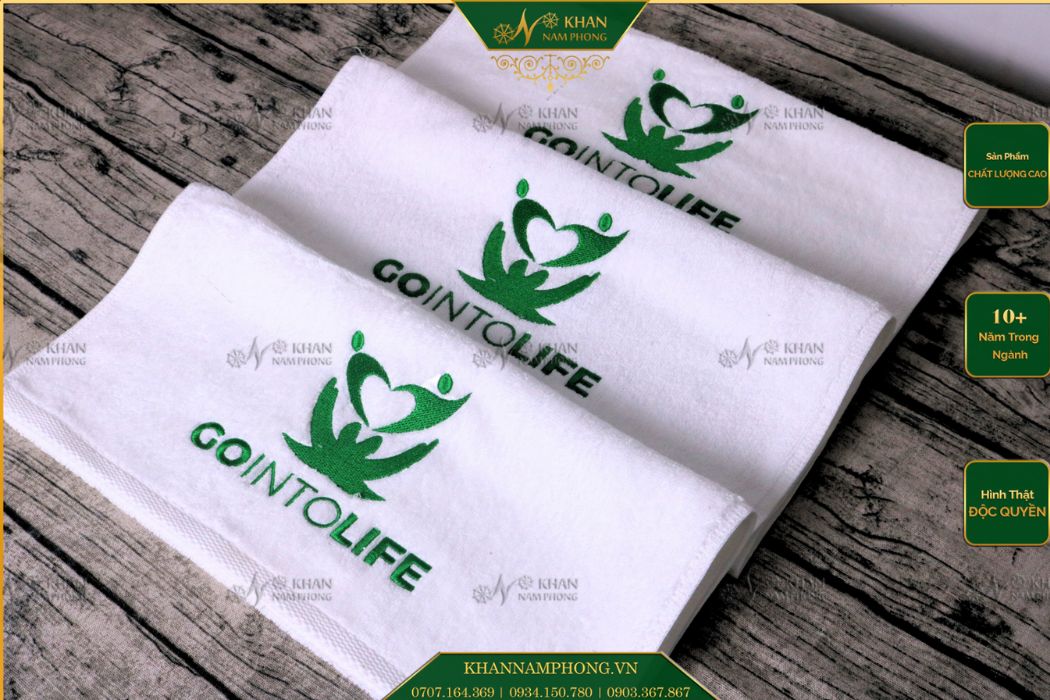 Khăn mặt massage mặt thêu logo cotton màu trắng Khăn mặt massage mặt thêu logo cotton màu trắng