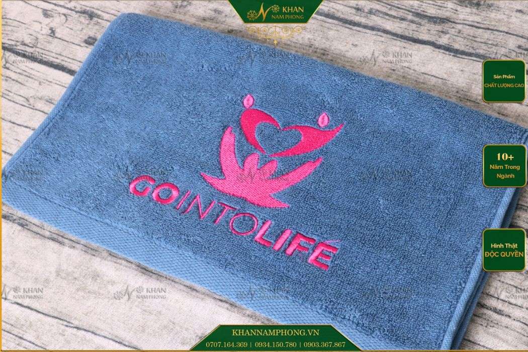 Khăn mặt massage mặt thêu logo cotton màu xám Khăn mặt massage mặt thêu logo cotton màu xám