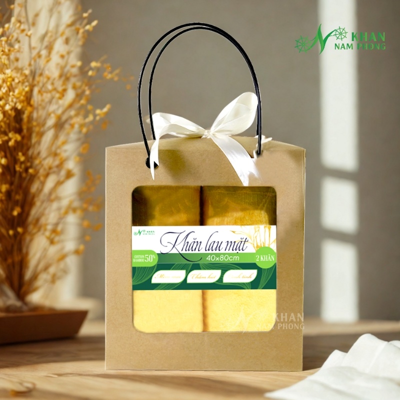 Khăn quà tặng sợi tre 20/10 cho công nhân, nhân viên 