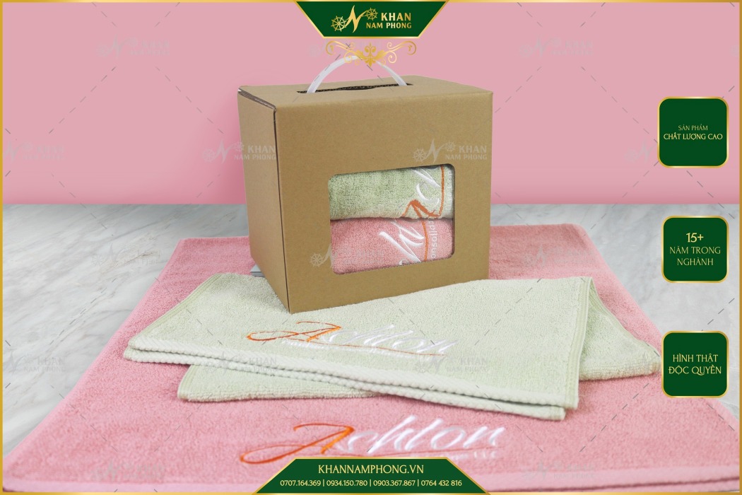 Khăn quà tặng thêu logo cotton nhân dịp công đoàn Khăn quà tặng thêu logo cotton nhân dịp công đoàn