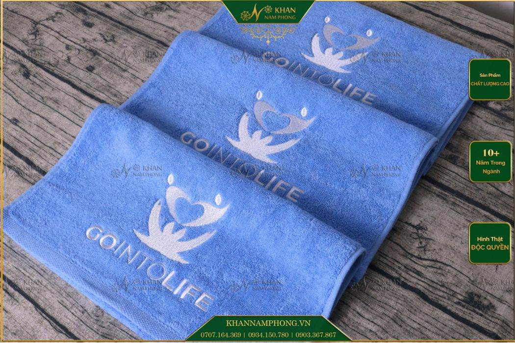 Khăn quấn tóc cotton thêu logo Go In To Life Khăn quấn tóc cotton thêu logo Go In To Life