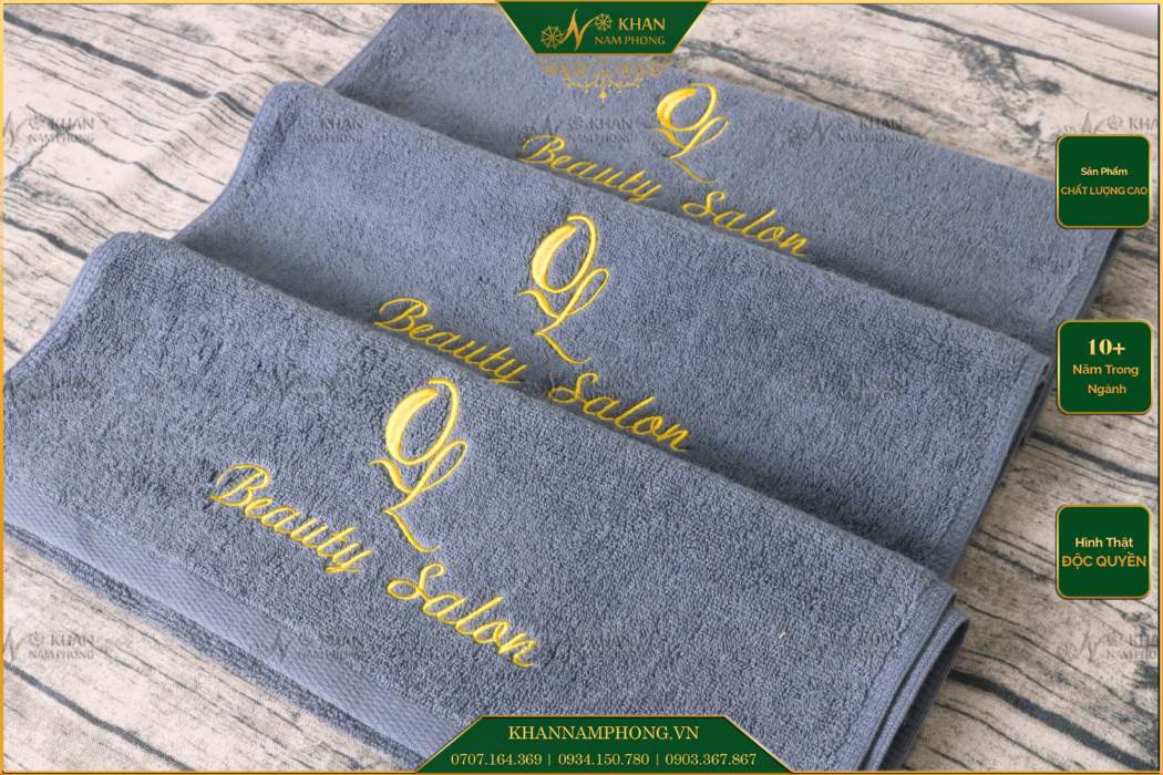 Khăn quấn tóc cotton thêu logo theo yêu cầu Khăn quấn tóc cotton thêu logo theo yêu cầu